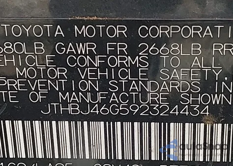 2009 Lexus Es 350 from USA, damaged, VIN JTHBJ46G592324434